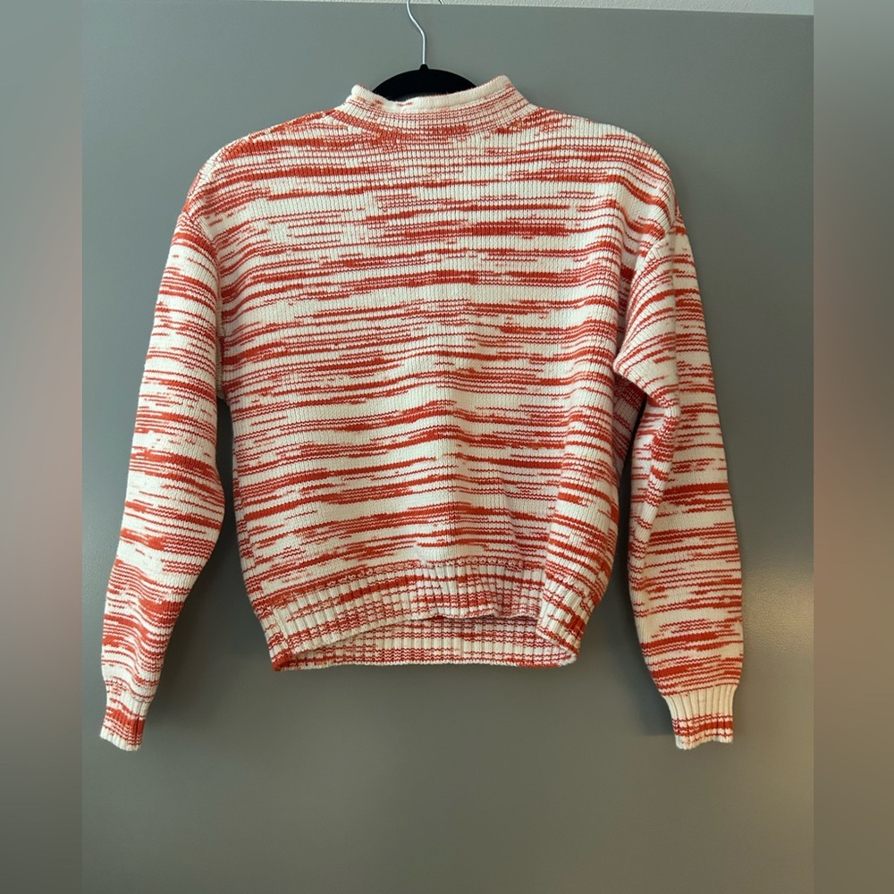 Nine West Orange and Cream Knit Sweater